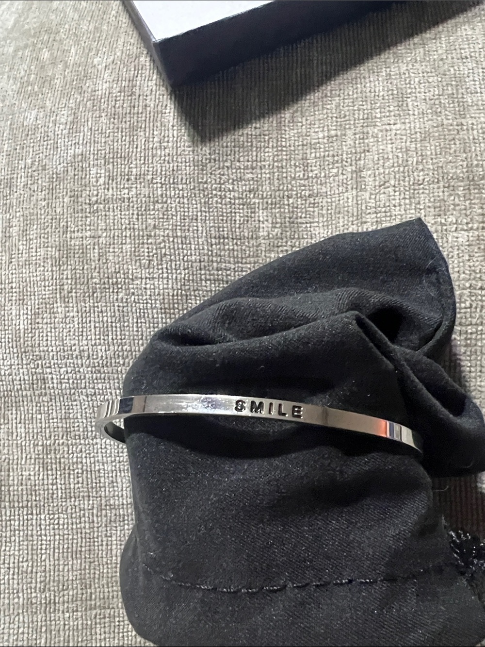 Silver 'SMILE' Engraved Cuff Bracelet